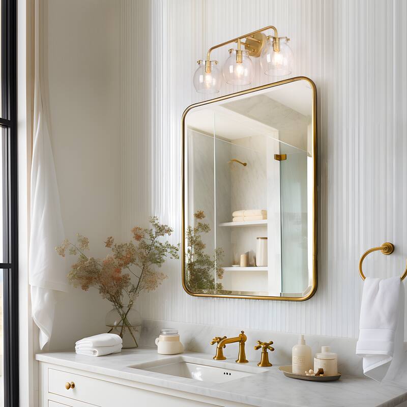 2/3/4-Light Modern Gold Bathroom Vanity Light Dimmable Seeded Glass Wall Sconces