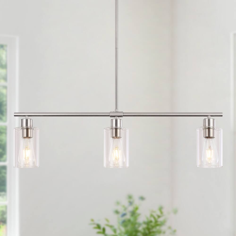3-Light Adjustable Pendant Light Fixtures with Clear Glass Shade