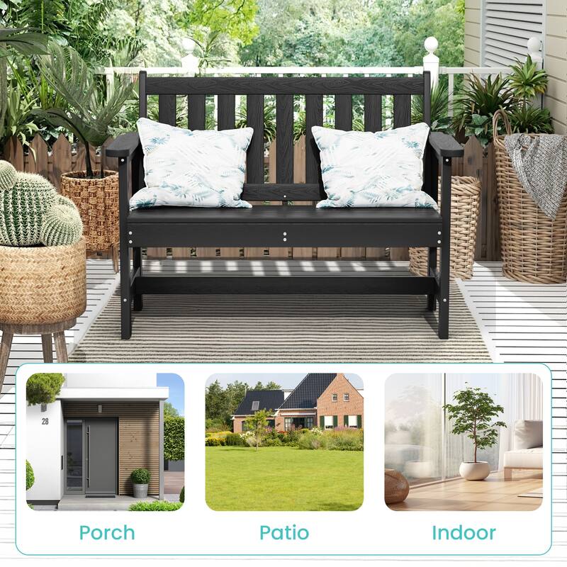 Outdoor 2-Person Garden Bench 42.92-in W x 35.83-in H