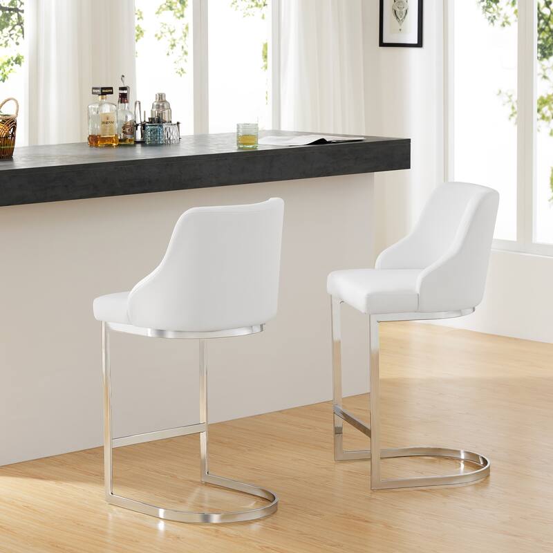 25.8'' Velvet/Leather Counter Height Bar Stools, Set of 2/3 - 36.6"H x 18.9"W x 20.5"D