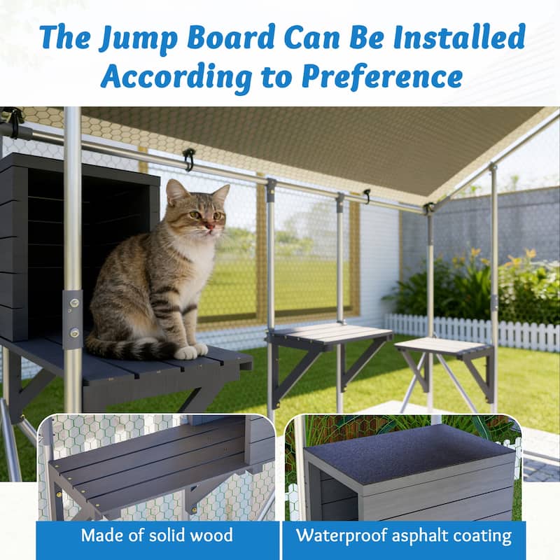 GDFStudio - Large Outdoor Metal Cat Catio Cage with Double Safety Lock & Enhanced Stability, All-Weather Pet Enclosure - 3x2M