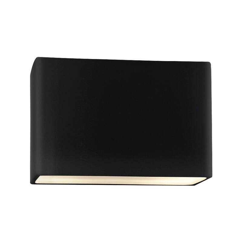 Justice Design Group Ambiance Really Big ADA Outdoor Ceramic Rectangle Wall Sconce with Open Top & Bottom - Carbon Matte Black