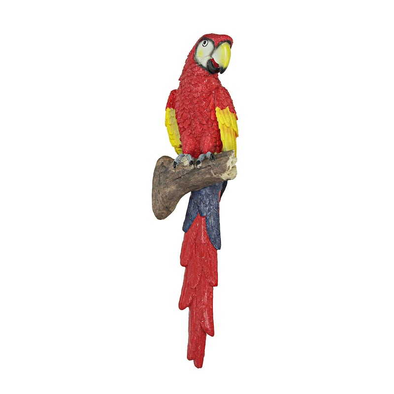Zeckos 18 Inch Scarlet Macaw Parrot Wall Sculpture Bird Art