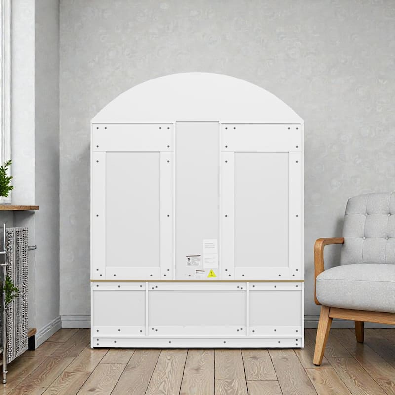 Modern Hall Tree Entryway Wardrobe with Shoe Storage. Coat Hooks. Shelves. Cabinets. USB LED Light