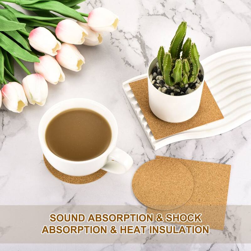 28Pcs Self Adhesive Cork for Coaster, Square Cork Tile