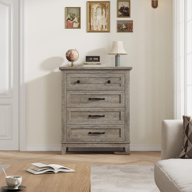 5 Drawer Dresser for Bedroom, Tall Freestanding Chest with Wood Frame and Vertical Storage