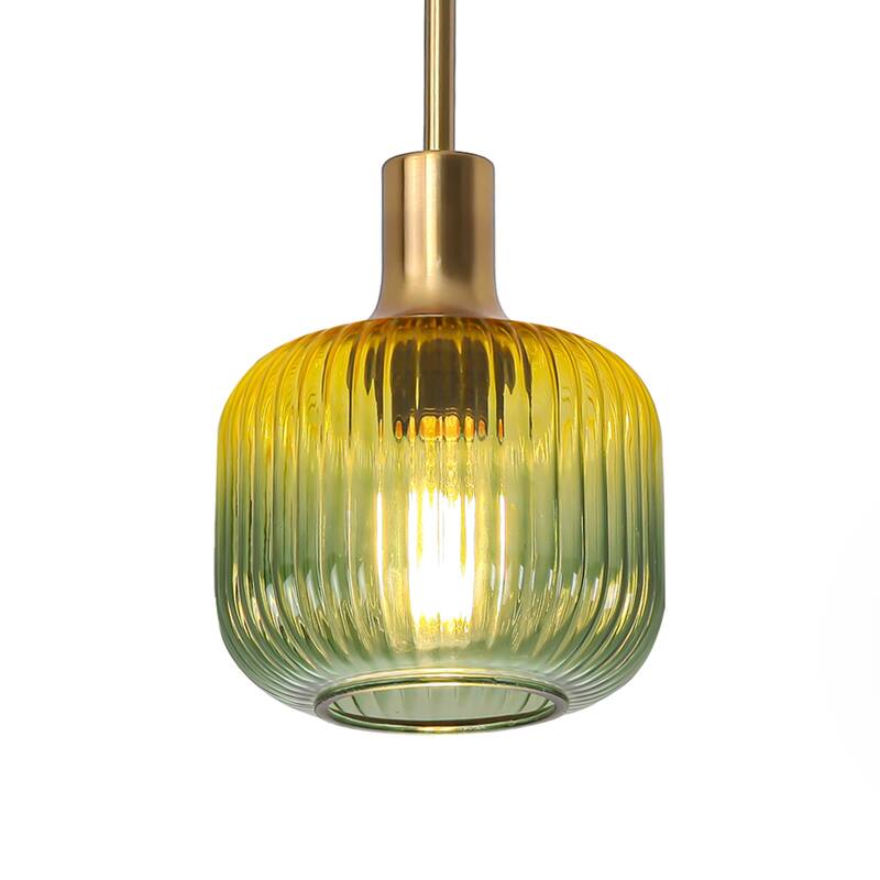6" Wide Vintage 1-light Green Glass Pendant Light
