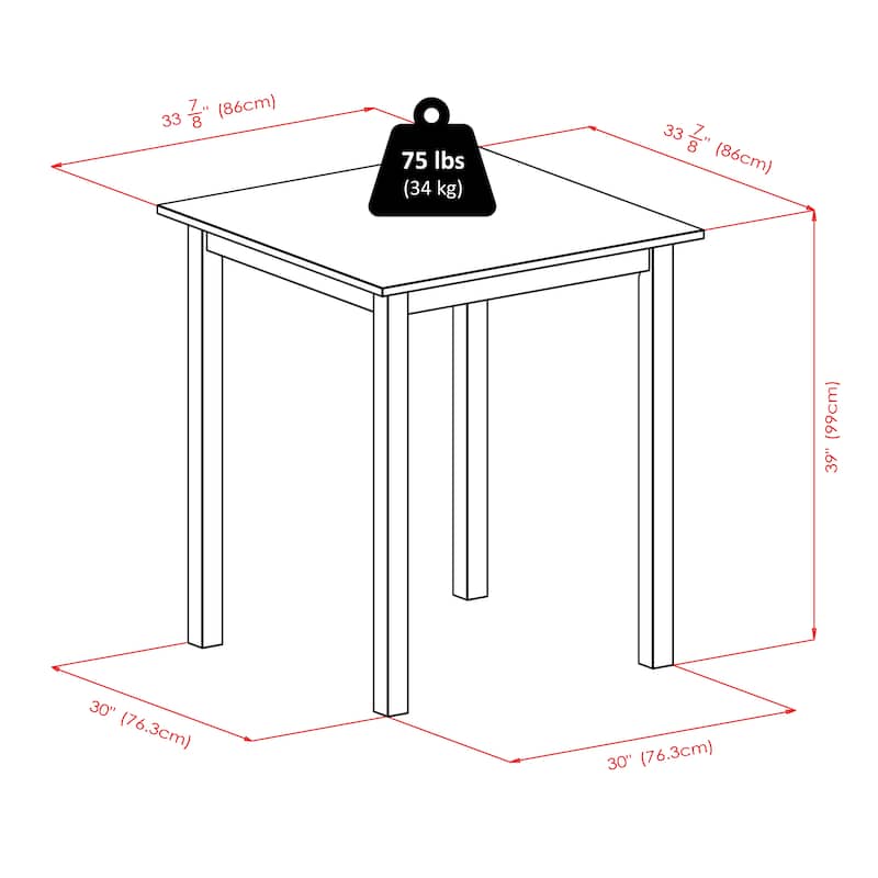 Parkland Square High Table, Walnut - 33.86 x 33.86 x 38.98 inches