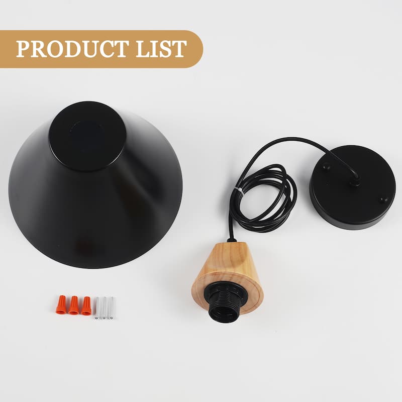 Farmhouse Pendant Light Fixture with Wood and Metal for Kitchen, Hallway,Living Room