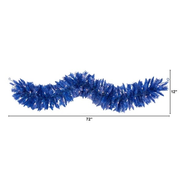 6' Blue Christmas Garland with 50 Warm White Lights