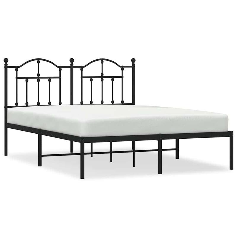vidaXL Bed Frame Black Powder-coated steel 55.1 x 78.7 in Bed Frame - 57.5 x 81.5 x 38.2