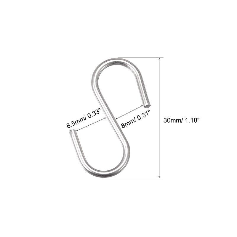 S Hooks Stainless Steel Hanger for Hanging Objects in Kitchen, Garden - 1.18"