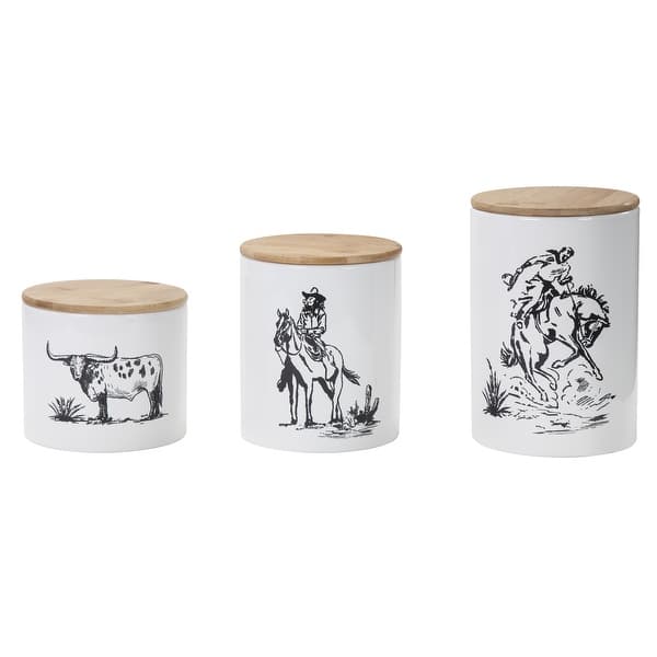 Paseo Road Ranch Life Western Cowboy 3 Piece Canister Set
