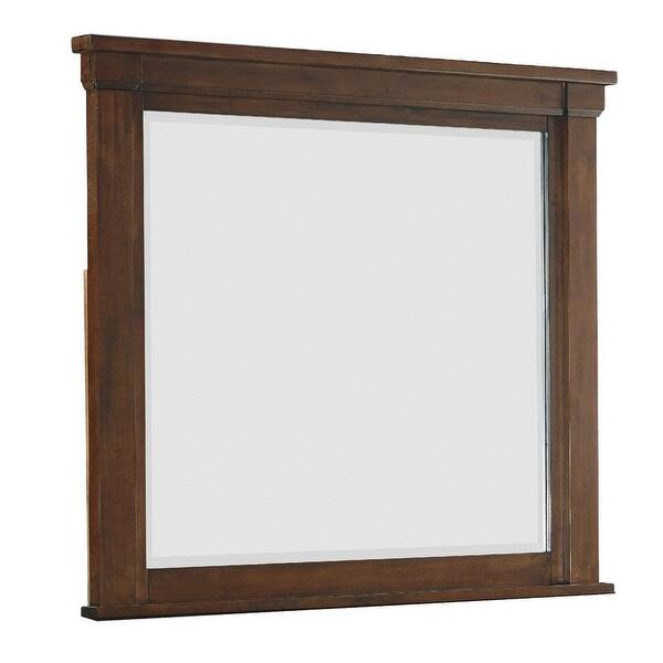 44 Inch Rectangular Wood Mirror with Trim, Oak Brown 44 L X 2.75 W X