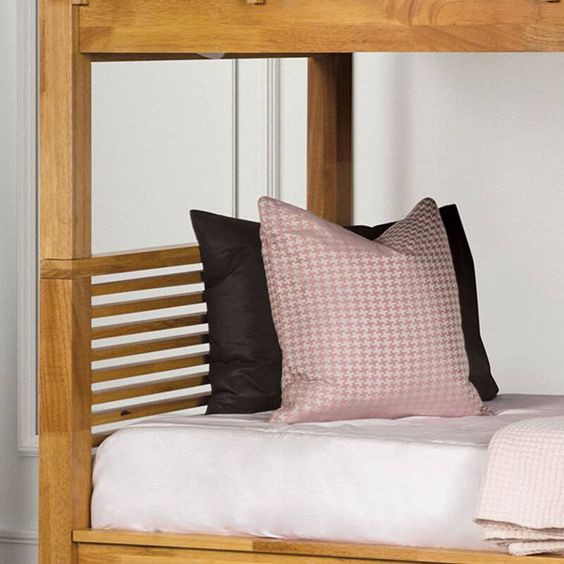Furniture of America Ogden Oak Solid Wood Twin Over Twin Bunk Bed with Attached Ladder
