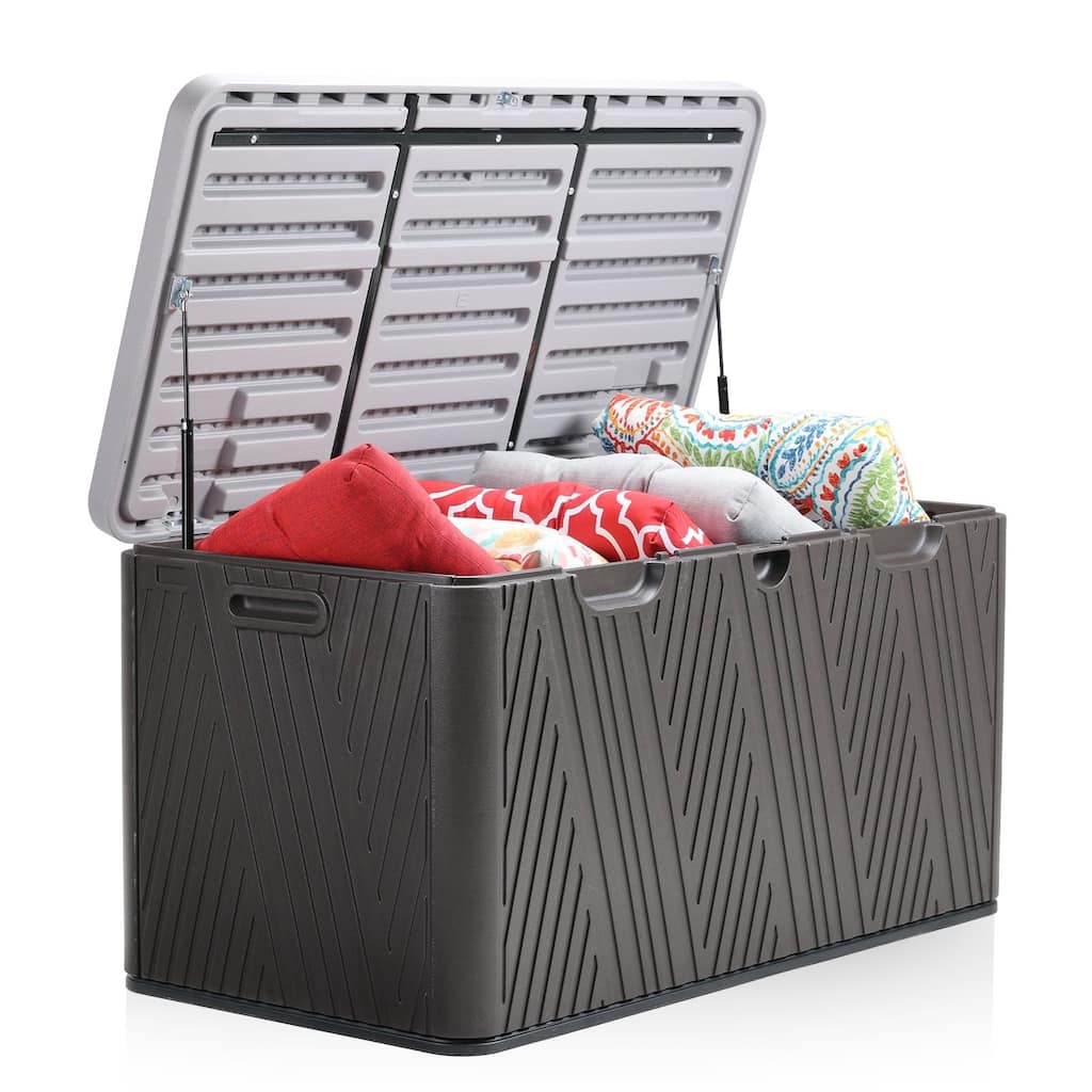 Aoodor 85 Gallon Outdoor Water Resistant Lockable Storage Deck Box for Furniture and Supplies - N/A