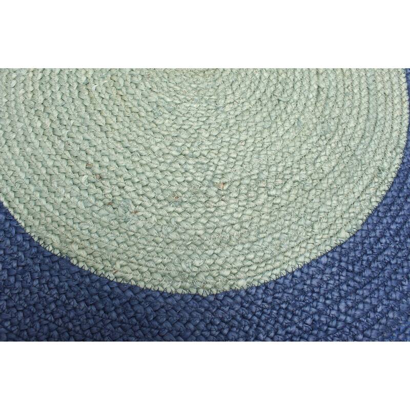 ECARPETGALLERY Braided Weave Palas Denizli Light Green Jute Rug - 3'3 x 3'3