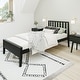 preview thumbnail 20 of 24, Max and Lily Scandinavian Twin-Size Bed with Slatted Headboard Black