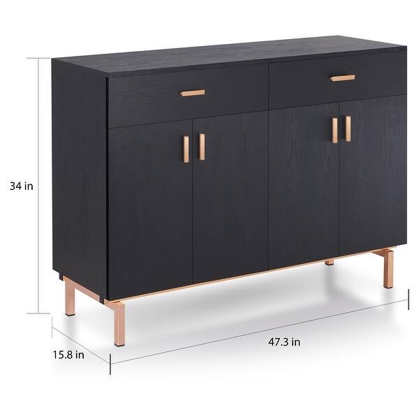 dimension image slide 1 of 2, Furniture of America Mason Modern 2-drawer Closed Storage Buffet with Wine Rack