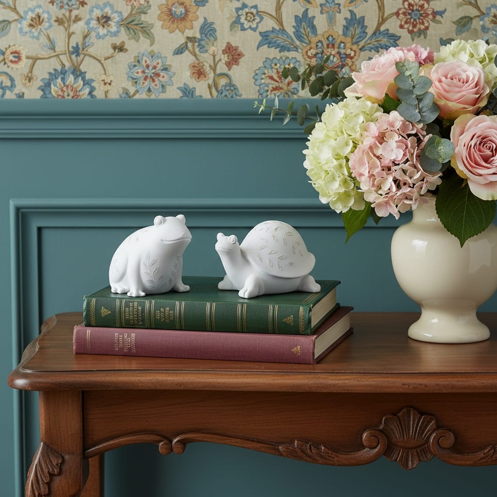 HomeRoots Set of Two White Polyresin Frog And Turtle Figurines - 8.15 in. x 4.65 in. x 5.25 in.