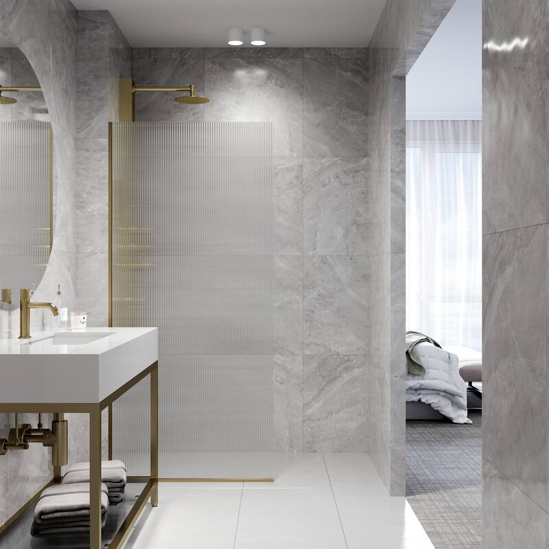 VIGO Zenith 34" W x 74" H Frameless Fixed Shower Screen