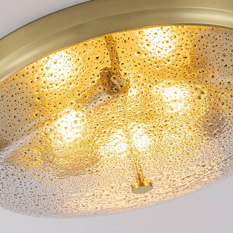 Modern 3-Light Seeded Glass Drum Flush Mount Ceiling Light
