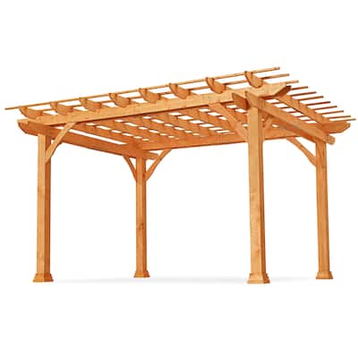 10 ft. x 12 ft. Outdoor Wood Pergola, Wooden Grape Trellis for Backyard, Garden and Patio