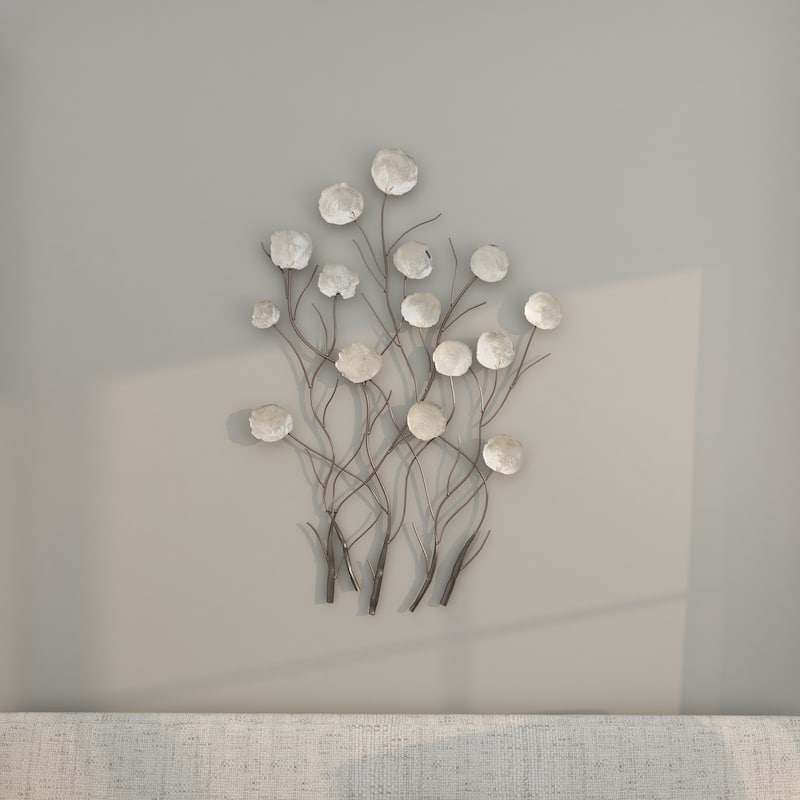 White Capiz Shell Floral Home Wall Decor with Capiz Accents
