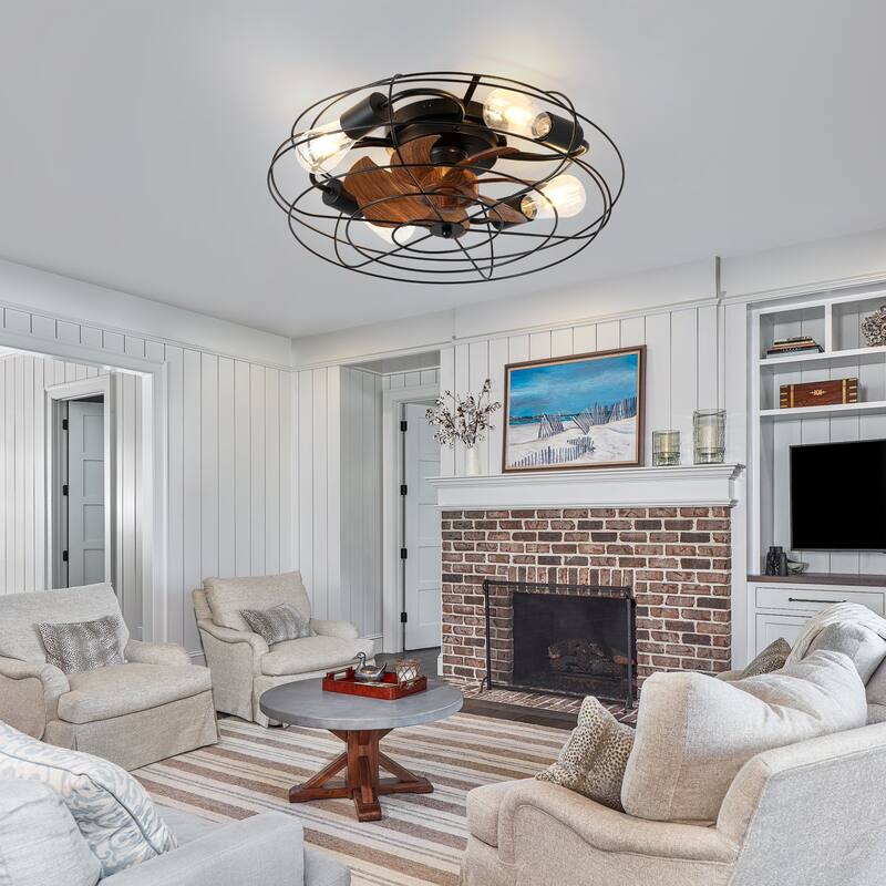 Bella Depot 20" Indoor Flush Mount Ceiling Fan with Light and Remote