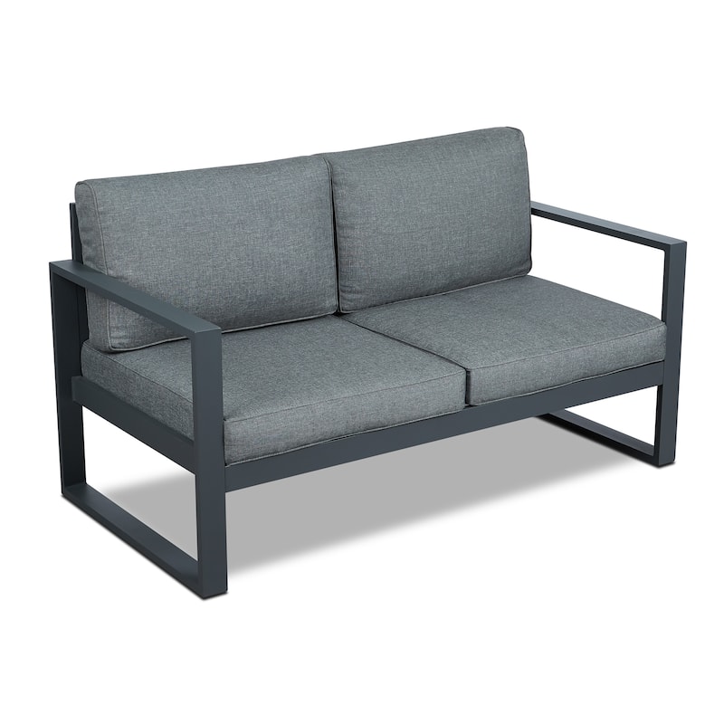Baltic Outdoor Love Seat in Gray by Real Flame
