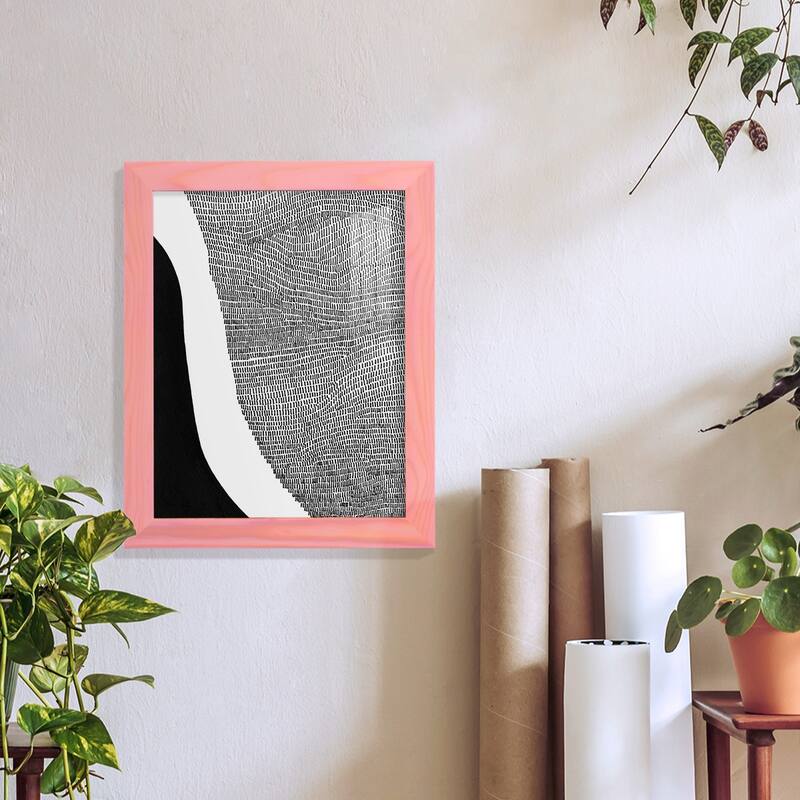 Black & White Abstract I -Framed Print w/glass-Cherry Red
