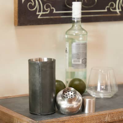 The Novogratz Stainless Steel Cocktail Shaker with Silver Lid - 3 x 3 x 9