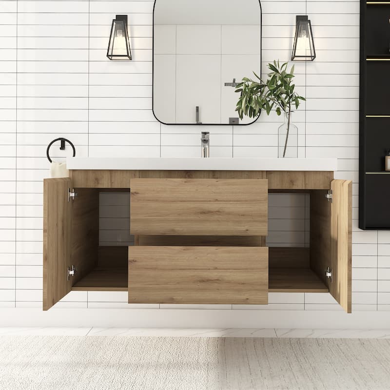 Floating Bathroom Vanity with Integrated Resin Top
