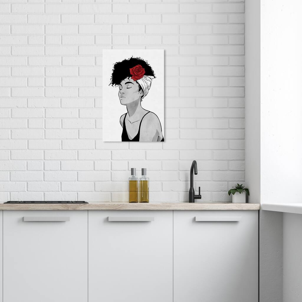 Wynwood Studio Canvas Fashion and Glam Wraps and Roses Black and Dark Red Glam Wall Art Canvas Print