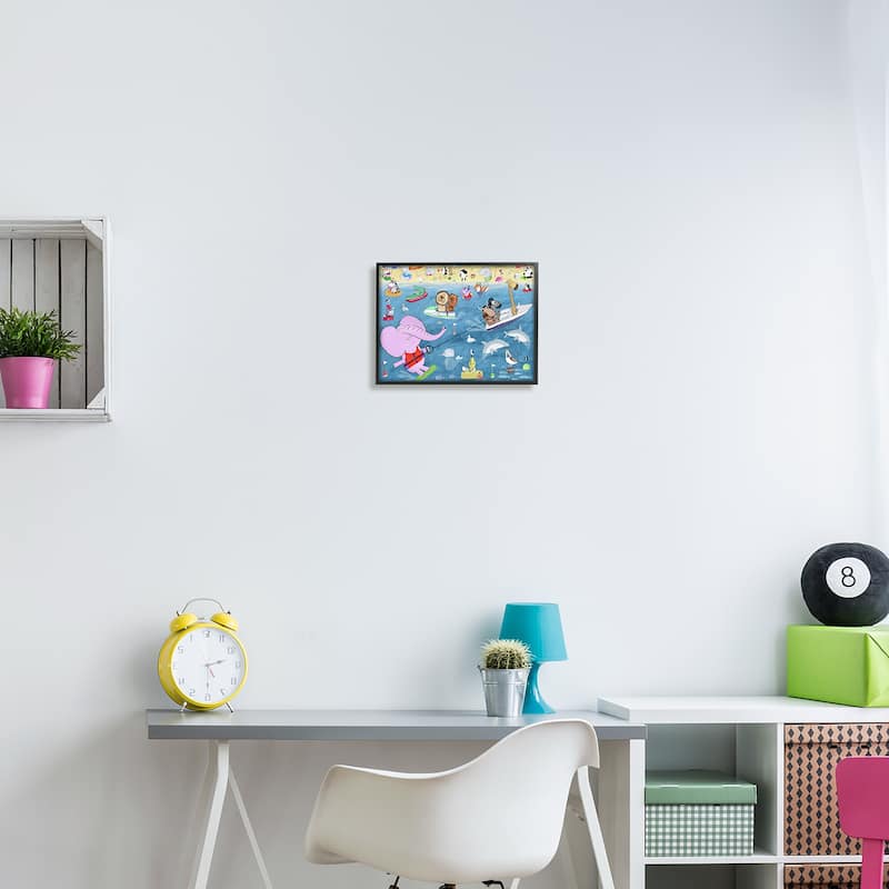 Stupell Beach Sports Animals Framed Giclee Art Design by Carla Daly