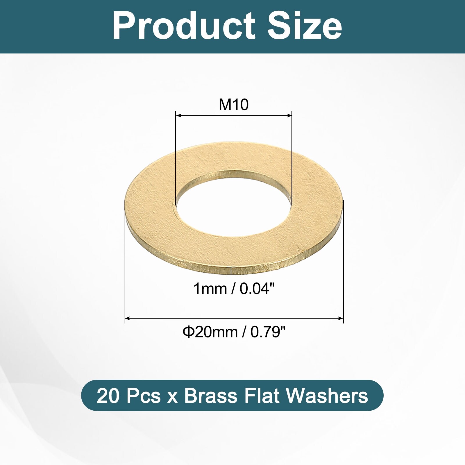 Brass Flat Washers, Brass Washer Seal Gaskets Flat Ring for Screws Bolts Machinery Repair, Outdoor Construction