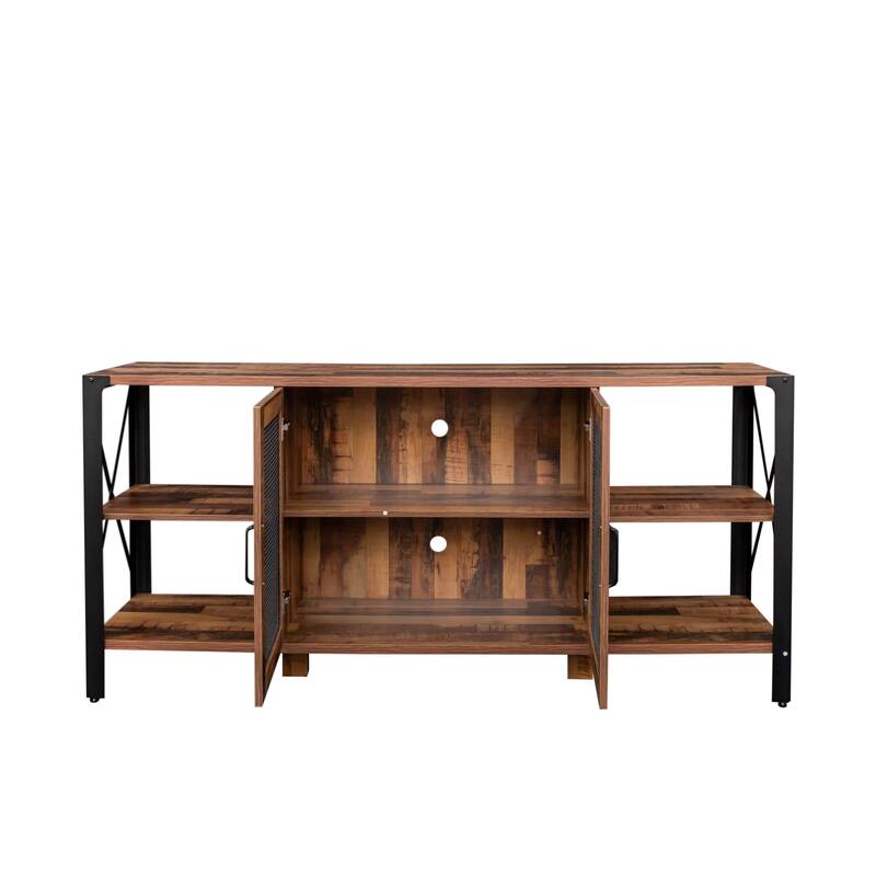 GDF Studio - Aishley Industrial Farmhouse 70.87" Wide TV Stand with Metal Frame and Open Storage Shelves