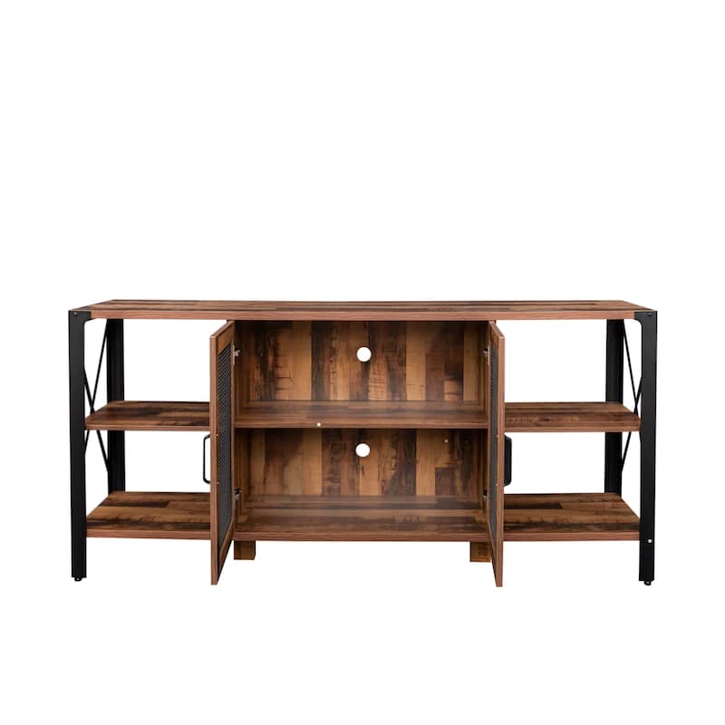 Walnut Farmhouse Style 70.87" TV Stand with Open Storage Design for TVs Up to 70"