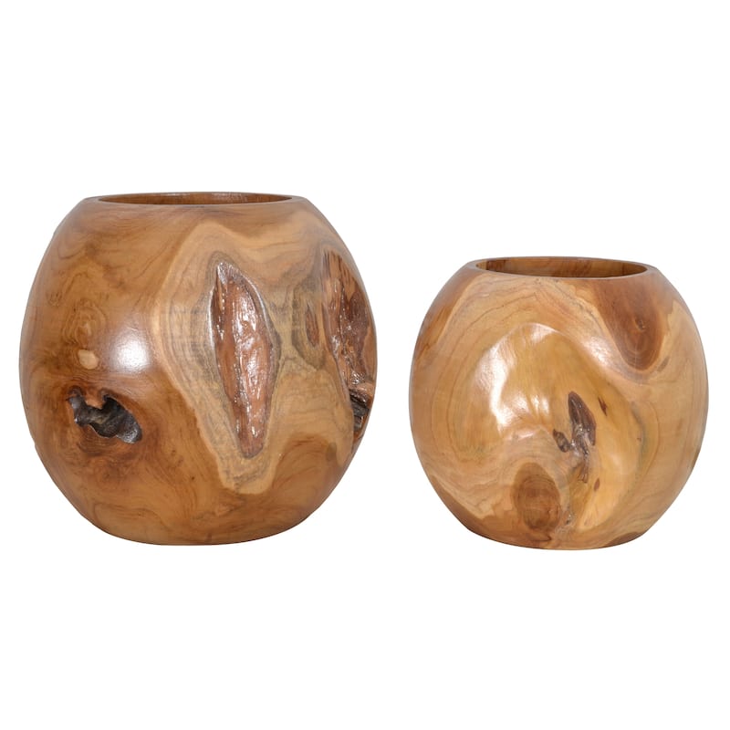 Teak Natural Vases Set of 2