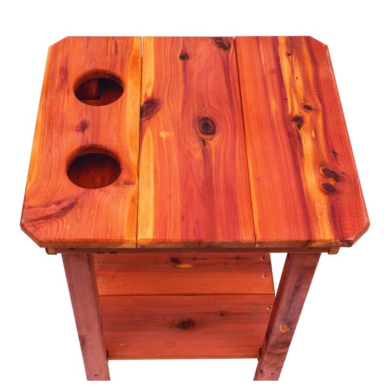 American Furniture Classics Natural Red Cedar Balcony Height Side Table - 28.75 H x 16 W x 17.75 D