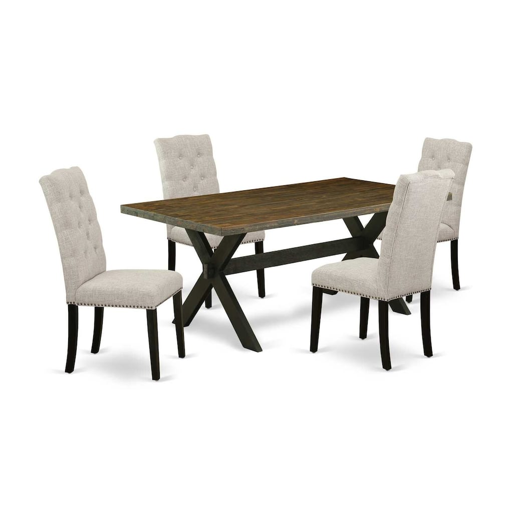 Mid Century Dining Table Set - 5 Piece Rectangular Table with 4 Parsons Chairs - 60