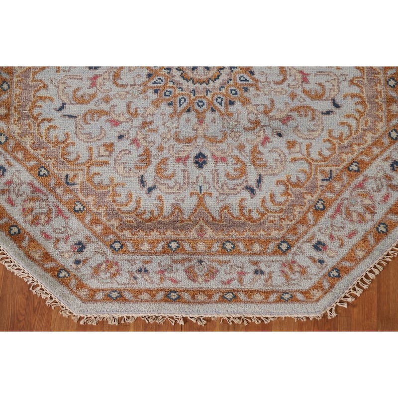 Heriz Serapi Oriental Octagon Rug Hand-Knotted Wool Carpet - 5'11"x 5'11"