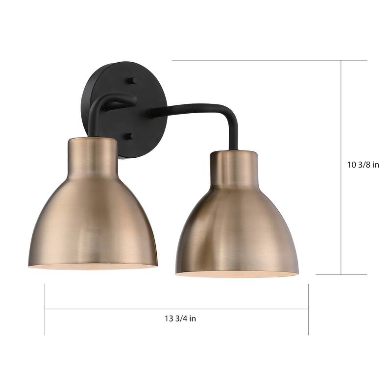 Sloan 2 Light Vanity Matte Black and Burnished Brass Finish