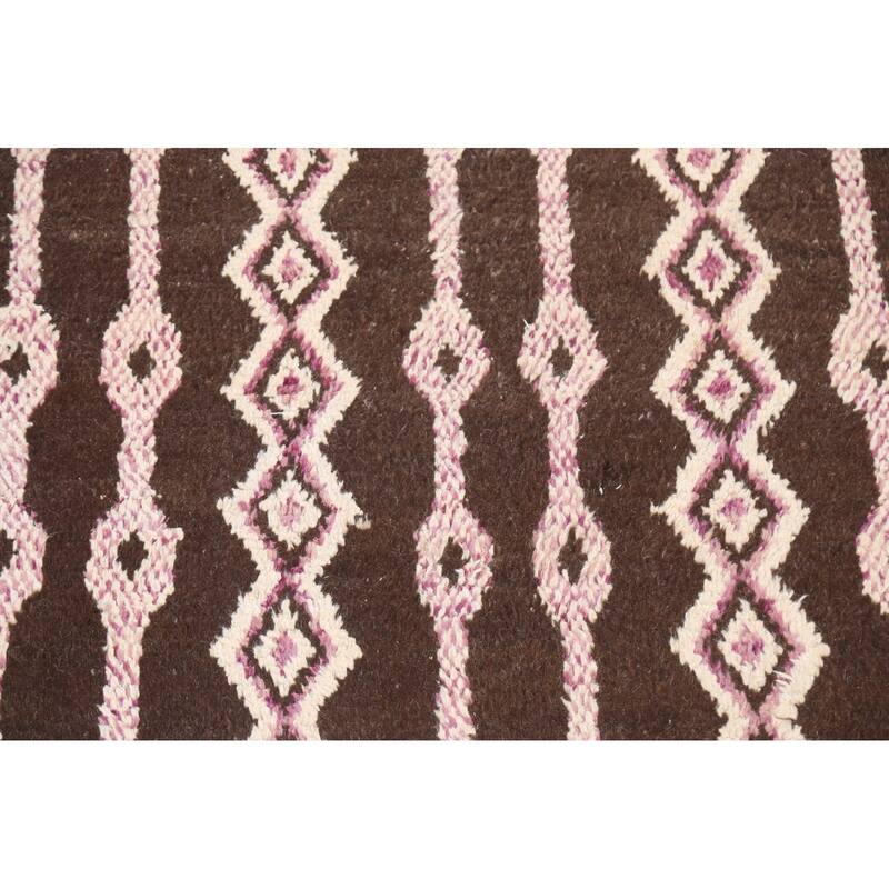 Geometric Oriental Moroccan Wool Area Rug Handmade Living Room Carpet - 7'10" x 10'9"