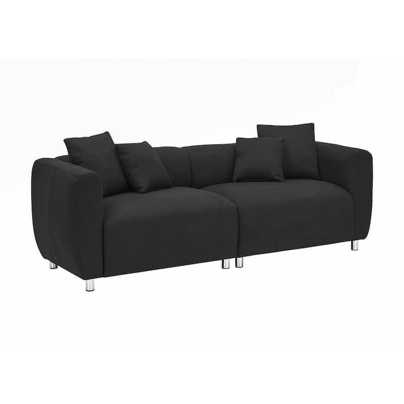3 Seater Sofa Solid Wood Frame Couch with 4 Pillows