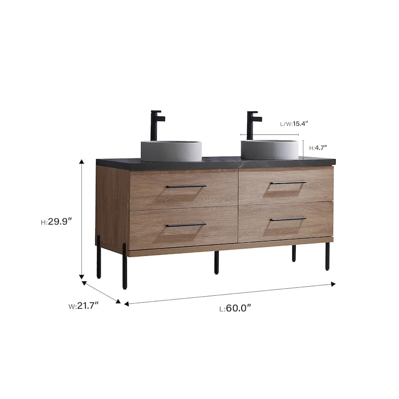 Trento Bath Vanity with Sintered Stone Top with Concrete Sink (C)