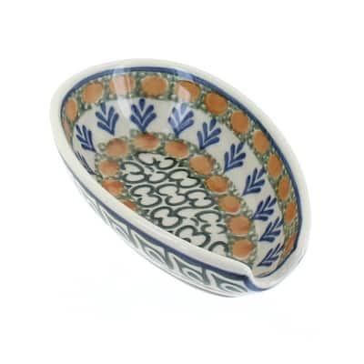 Blue Rose Polish Pottery 381 Ceramika Artystyczna Small Spoon Rest