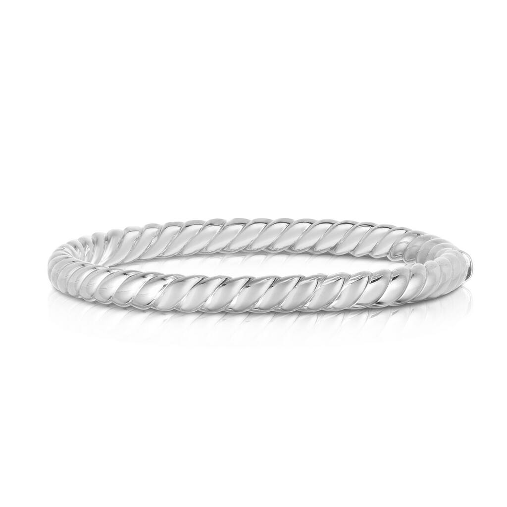 Curata 925 Sterling Silver 7.5" Sculpted Twist 6mm Bangle for Women