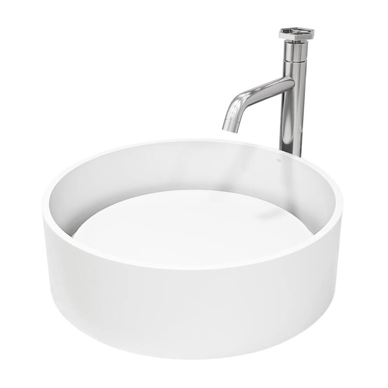 VIGO Anvil 16"L x 16"W MatteStone Vessel Sink and Ruxton 12"H Faucet Set