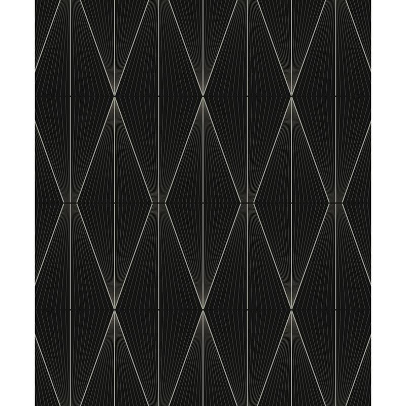 Seabrook Designs Maris Non-Woven Unpasted Wallpaper - 20.9 in. W x 33 ft. L - Ebony & Metallic Silver